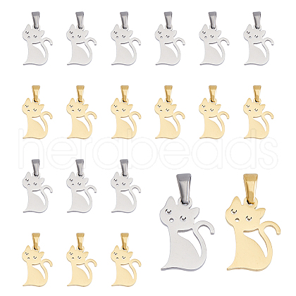 DICOSMETIC 20Pcs 2 Colors 304 Stainless Steel Pendants STAS-DC0013-32-1