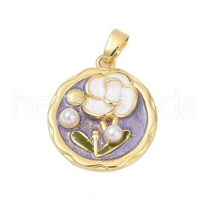 Brass Enamel Pendants KK-U068-13E-01G-1