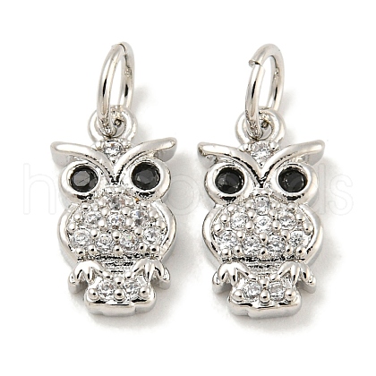 Rack Plating Brass Micro Pave Clear Cubic Zirconia Pendants KK-B093-02E-P-1