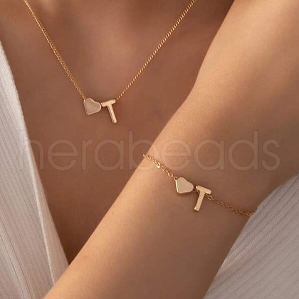 Heart Brass Pendant Necklaces & Charm Bracelets Sets FS-WGFCFF7-09-1