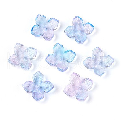 Baking Painted Transparent Glass Bead Caps DGLA-N014-04B-1