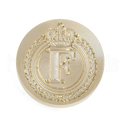 Golden Tone Crown Initial Wax Seal Brass Stamp Heads AJEW-A065-01F-1