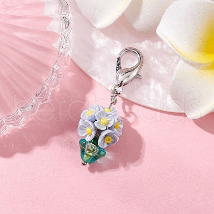 Resin & Glass Beaded Pendant Decorations HJEW-MZ00168-03-1