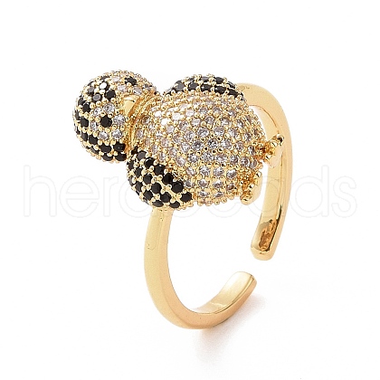 Cubic Zirconia Penguin Open Cuff Ring RJEW-G283-02G-1