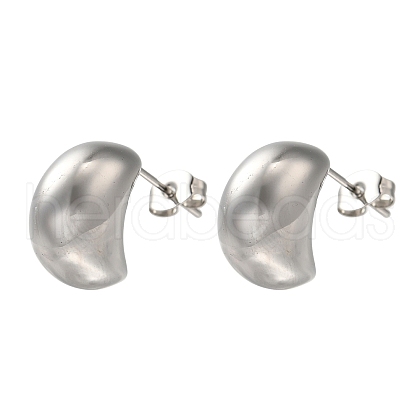304 Stainless Steel Moon Stud Earrings for Wome EJEW-S237-01B-1
