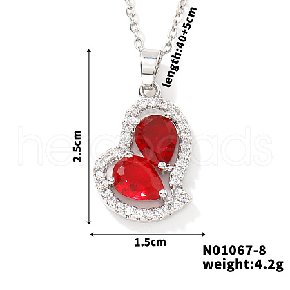 Elegant and Unique Style Brass & Glass Lock Collar Heart Pendant Necklaces for Women FN1868-8-1