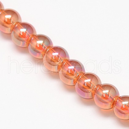 Electroplate Crystal Glass Round Beads Strands EGLA-F037-6mm-A07-1