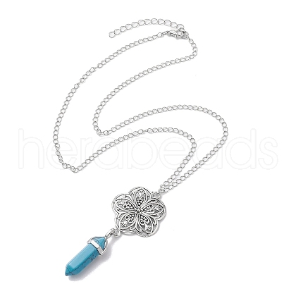 Synthetic Turquoise Pendant Necklaces NJEW-JN04694-01-1