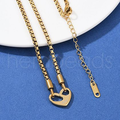 Mother's Day 304 Stainless Steel Mom Heart Pendant Necklaces for Women NJEW-Z079-01G-1