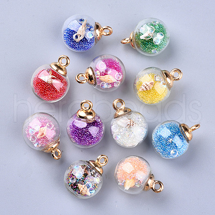 Transparent Glass Globe Pendants GLAA-S181-06-1