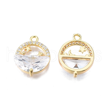 Brass Pave Clear Cubic Zirconia Pendants KK-N231-328-1