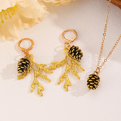 Fashionable Alloy Hoop Earrings & Pendant Necklaces Sets FS-WG44DA2-03-1