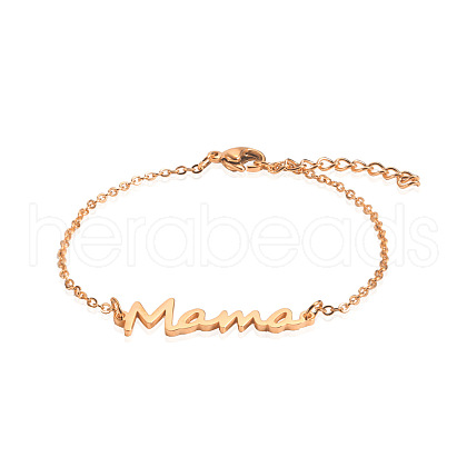 Simple Stainless Steel Mama Link Chain Bracelets for Mother's Day QW8429-12-1