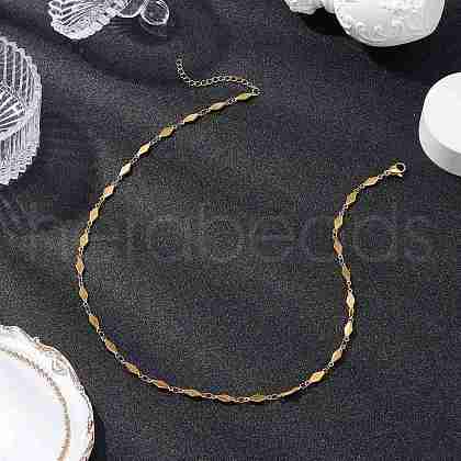 304 Stainless Steel Rhombus Link Chain Necklaces NJEW-JN05205-01-1