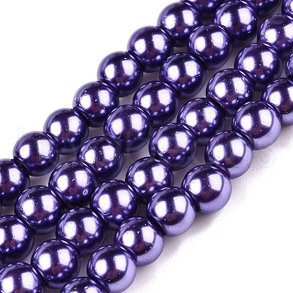 Baking Painted Pearlized Glass Pearl Round Bead Strands HY-Q003-6mm-27-A-1