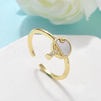 Brass Micro Pave Clear Cubic Zirconia Cuff Rings for Women RJEW-C126-08G-1