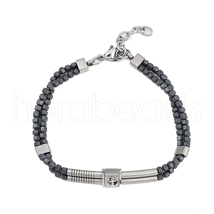 Synthetic Non-magnetic Hematite Beaded Bracelets BJEW-S156-03EB-B-1