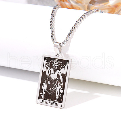 Retro Hip-hop 304 Stainless Steel Tarot Pendant Necklaces for Men FS-WGEC43A-22-1