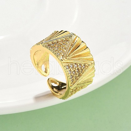 Brass Micro Pave Cubic Zirconia Adjustable Open Cuff Rings RJEW-V009-02G-1