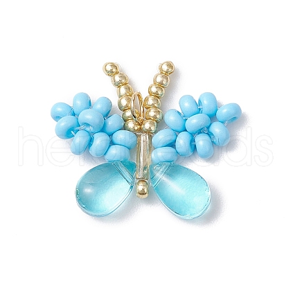 Handmade Glass Seed Beaded Butterfly Pendants PALLOY-MZ00685-05-1