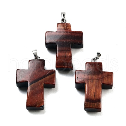 Dyed & Heated Natural Red Tiger Eye Pendants G-A231-02E-1