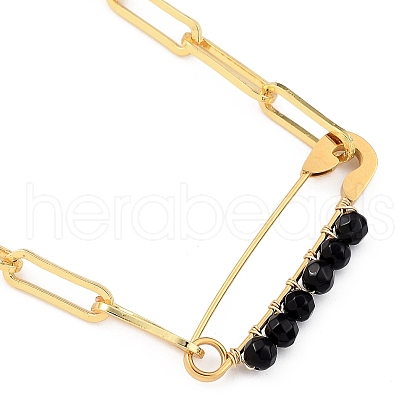 Natural Dyed & Heated Black Agate Pendant Necklaces NJEW-JN03013-01-1