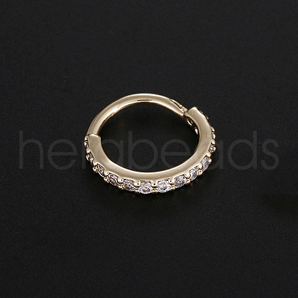 Brass Micro Pave Clear Cubic Zirconia Hoop Cartilage Earrings WG294E9-02-1