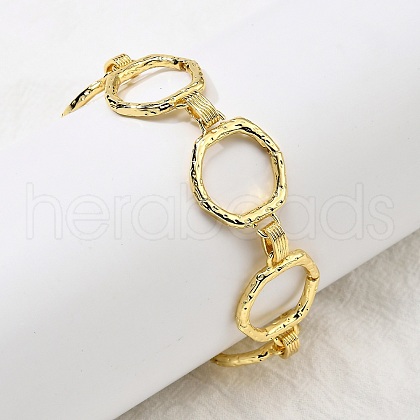 Brass Hexagon Link Chain Bracelets for Women Men BJEW-G740-05G-1