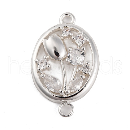 Brass Pave Clear Cubic Zirconia Connector Charms KK-Z066-10S-1