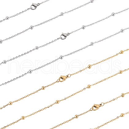 SUNNYCLUE 12Pcs 2 Colors 304 Stainless Steel Satellite Chain Necklaces Set NJEW-SC0001-17-1