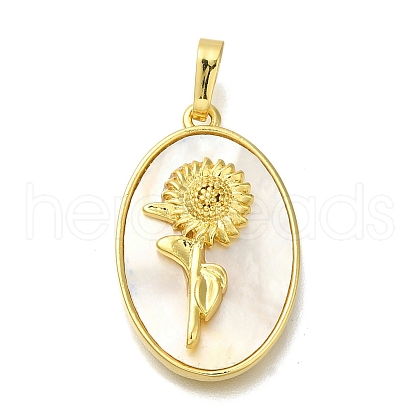 Brass Pave Shell Birth Flower Pendants FIND-I040-04L-1