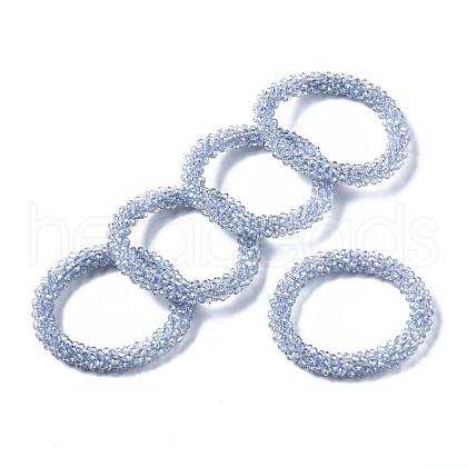 Faceted Transparent Glass Beads Stretch Bracelets BJEW-S144-002B-05-1