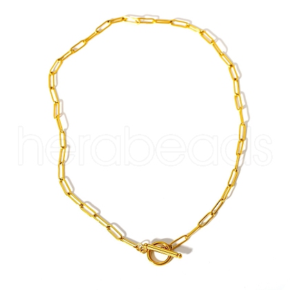 Stainless Steel Paperclip Chain Necklaces with Toggle Clasps for Women PW-WGCDA22-01-1