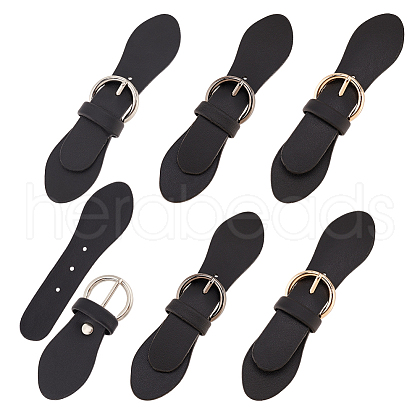 6 Sets 3 Colors Black PU Leather Buckles FIND-FG0002-23-1