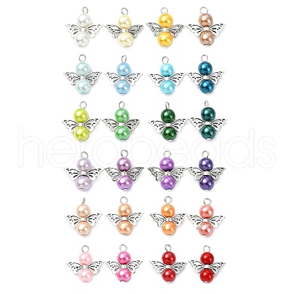 24Pcs 24 Colors Glass Pearl Pendants PALLOY-JF03066-1