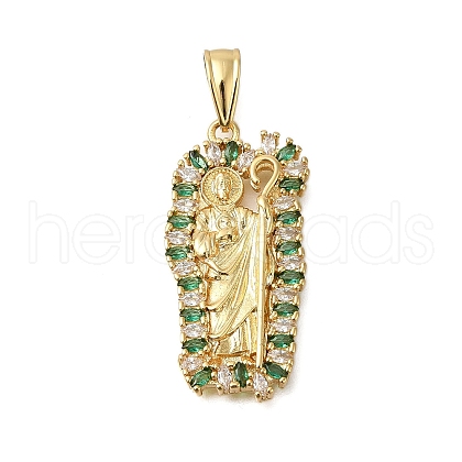 Rack Plating Brass Micro Pave Cubic Zirconia Pendants ZIRC-F142-17G-1