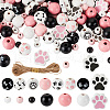 Olycraft 305Pcs 15 Styles Spray Painted Dog Paw Print Wood Beads WOOD-OC0002-99-1