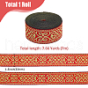 7M Ethnic Style Polyester Flower Jacquard Ribbons SRIB-WH0011-186B-2