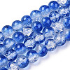 Two-Tone Crackle Baking Painted Transparent Glass Beads Strands CCG-T004-8mm-04-1