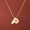 Brass Micro Pave Clear Cubic Zirconia Initial Pendant Necklaces for Women FS-WGDC51D-16-1