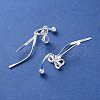 999 Fine Silver Bowknot Ear Plugs Gauges EJEW-P296-18S-2