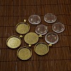 30mm Clear Glass Cabochons and Nickel Free Antique Golden Metal Alloy Pendant Cabochon Settings DIY-X0149-AG-NF-1