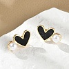 Heart Brass Stud Earrings EJEW-C141-01G-3