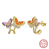 925 Sterling Silver Micro Pave Cubic Zirconia Stud Earrings EJEW-K284-06G-1