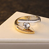 Flat Round Brass with Crystal Rhinestone Finger Rings FS-WG97854-05-1