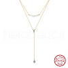 925 Sterling Silver Double Layer Necklaces NJEW-L116-11G-1