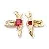 Brass Micro Pave Dark Red Cubic Zirconia Pendants ZIRC-L100-118G-3