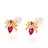Brass Micro Pave Cubic Zirconia Stud Earrings EJEW-T047-34G-1
