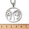304 Stainless Steel Hollow Flat Round Animal Liberation Front Pendant Necklaces NJEW-H065-20P-3