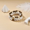 3Pcs 3 Style Natural Wenge Wood & Lava Rock & Synthetic Howlite Stretch Bracelets Set BJEW-JB08508-2